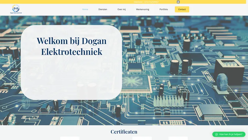 Website van B&B Doganelektrotechniek