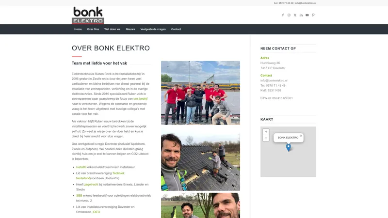 Website van Bonk Elektro