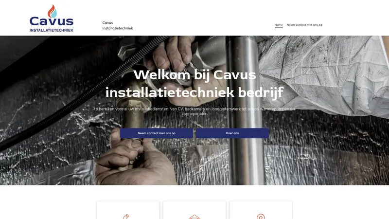 Website van Cavus installatietechniek