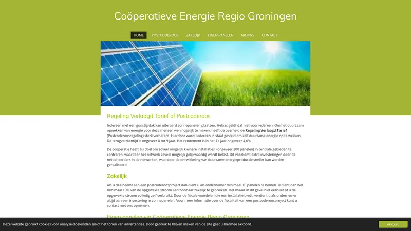 Website van Coöperatieve Energie Regio Groningen