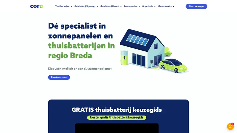 Website van CORO Zonnepanelen