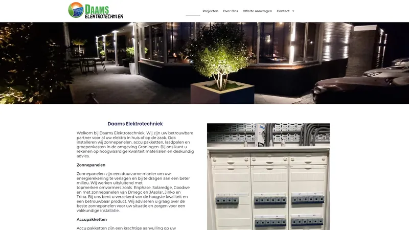 Website van Daams Elektrotechniek