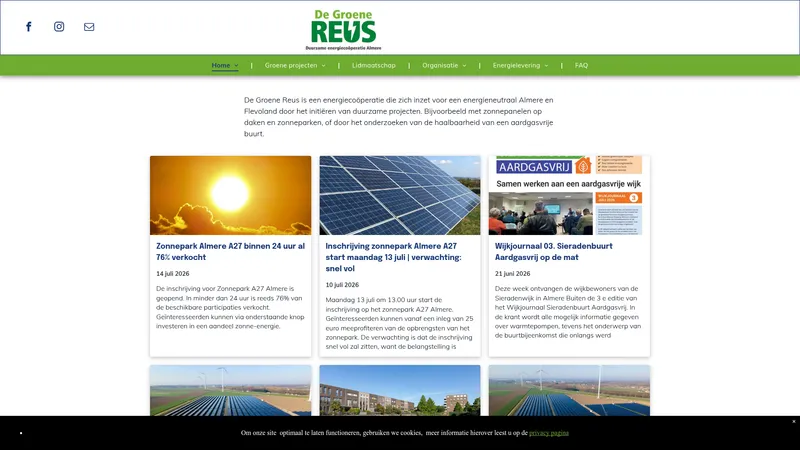 Website van De Groene Reus