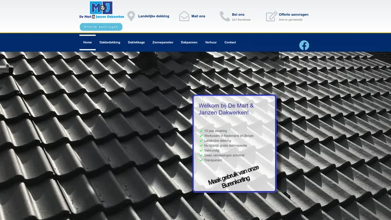 Website van De Mart en Janzen Dakwerken