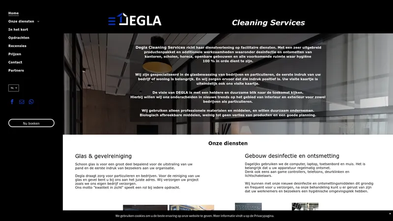 Website van Degla Cleaning Services