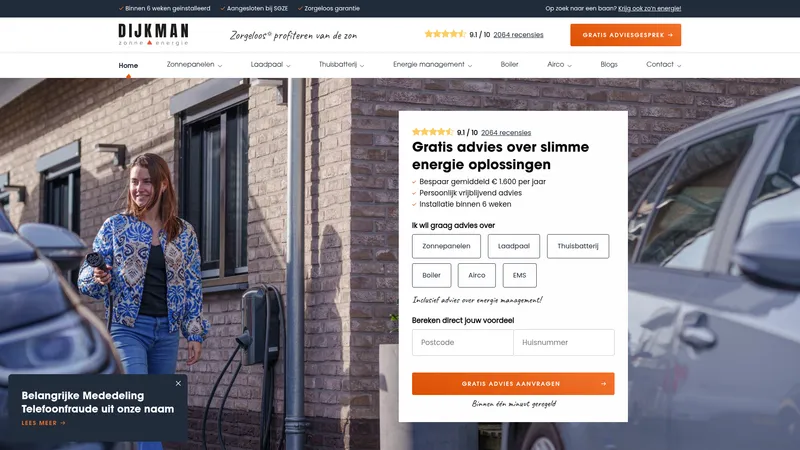 Website van Dijkman Zonne
