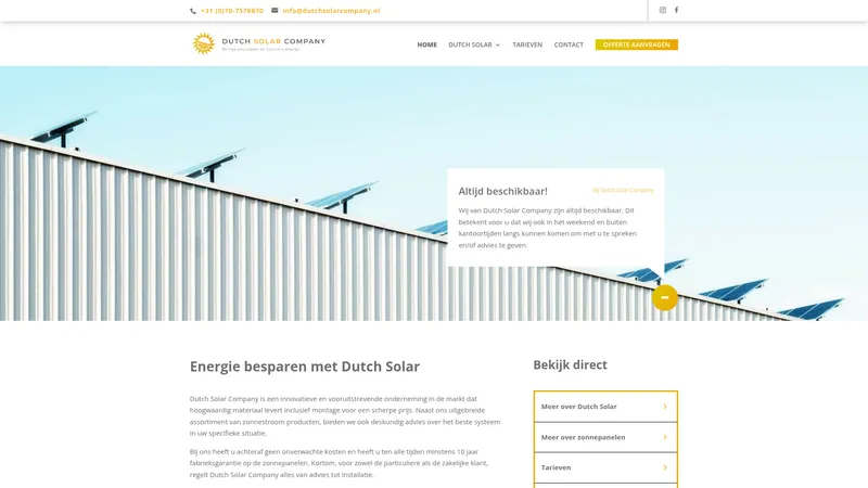 Website van Dutch Solar Company