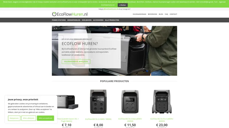 Website van EcoFlowHuren.nl