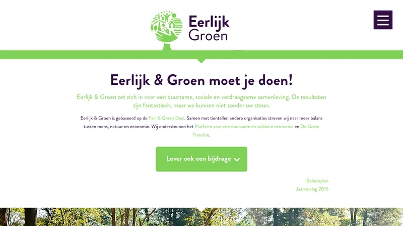 Website van Eerlijk Groen