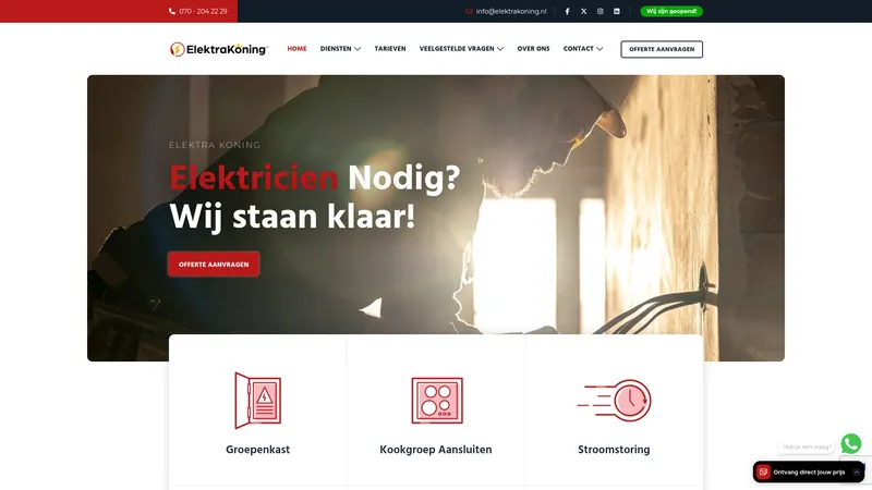 Website van Elektrakoning