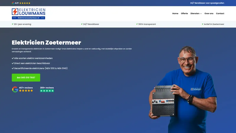 Website van Elektricien Zoetermeer