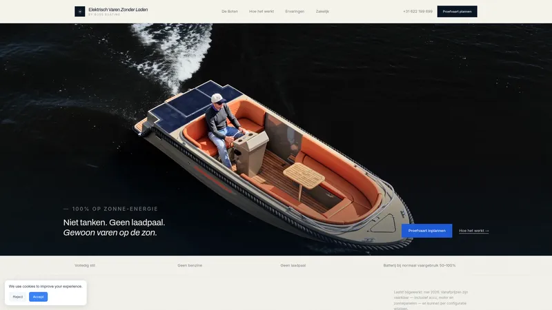 Website van Elektrisch Varen Zonder Laden