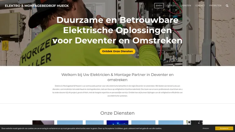 Website van Elektro & Montagebedrijf Hueck