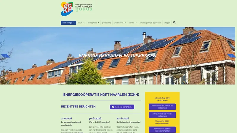 Website van Energie Cooperatie Kort Haarlem