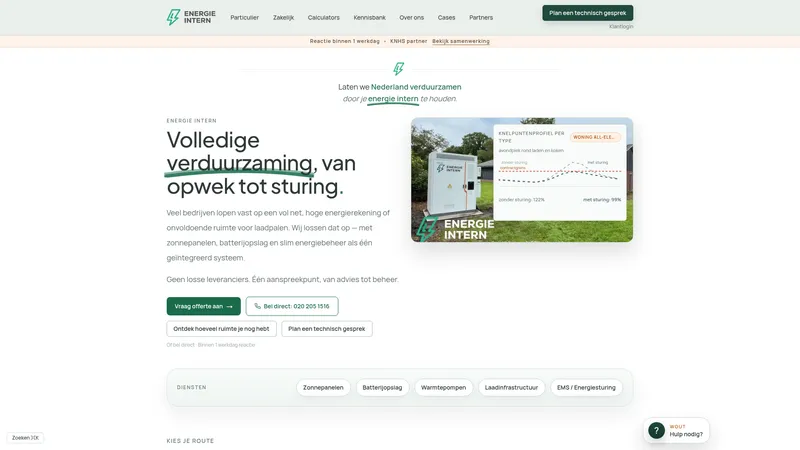 Website van Energie Intern