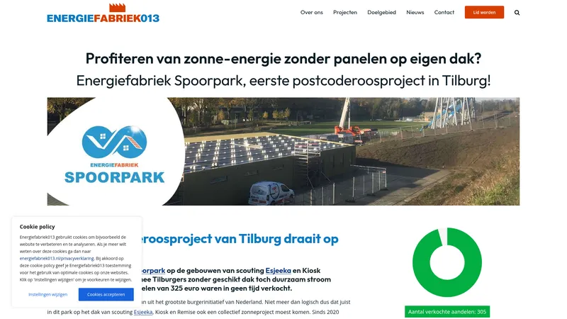 Website van Energiefabriek Spoorpark