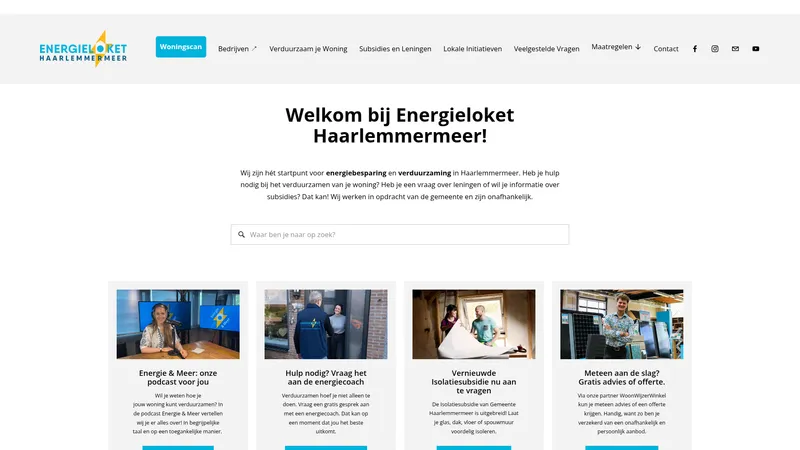 Website van Energieloket Haarlemmermeer