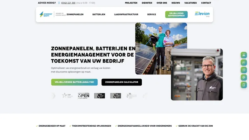 Website van Energy Shift B.V.