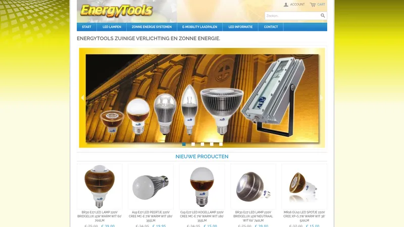 Website van EnergyTools licht in energie
