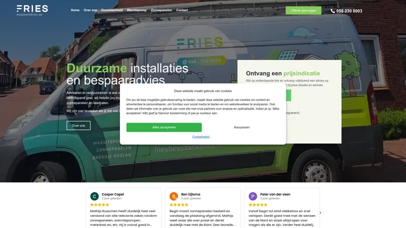 Website van Fries Bespaar Advies