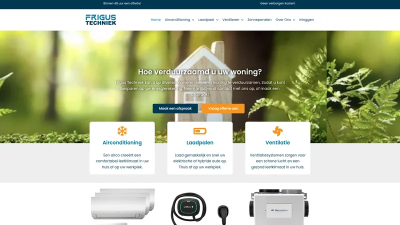 Website van Frigus Techniek