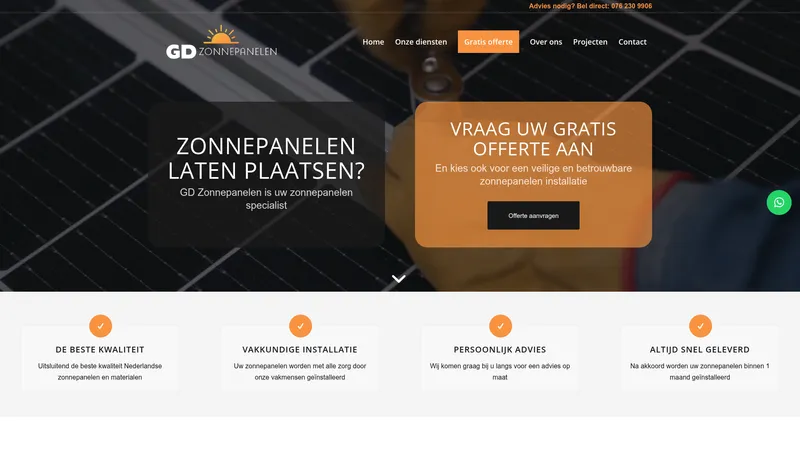 Website van GD zonnepanelen