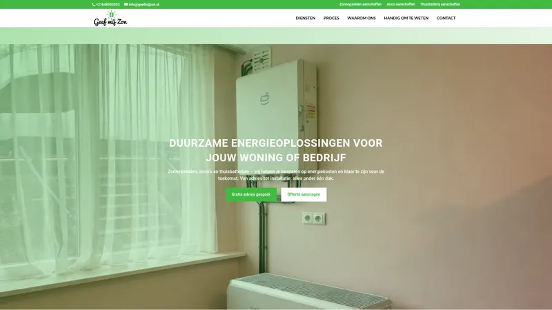 Website van Geef Mij Zon