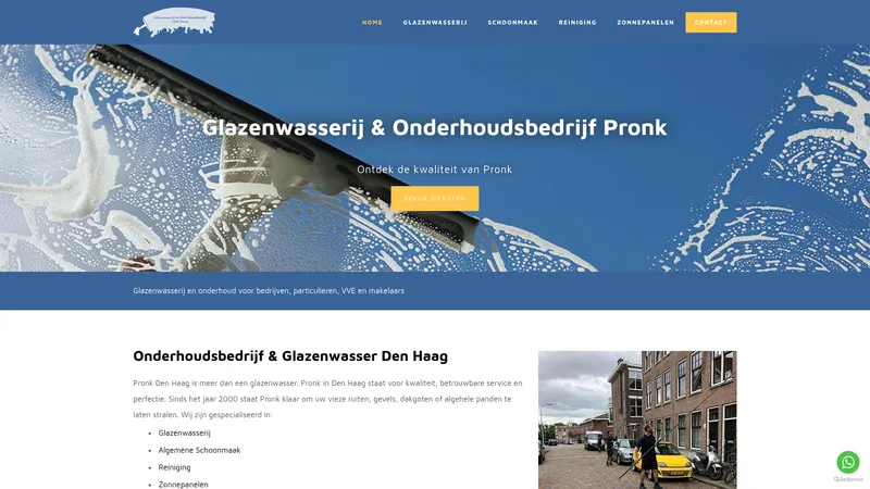 Website van Glazenwasserij & Onderhoudsbedrijf Pronk