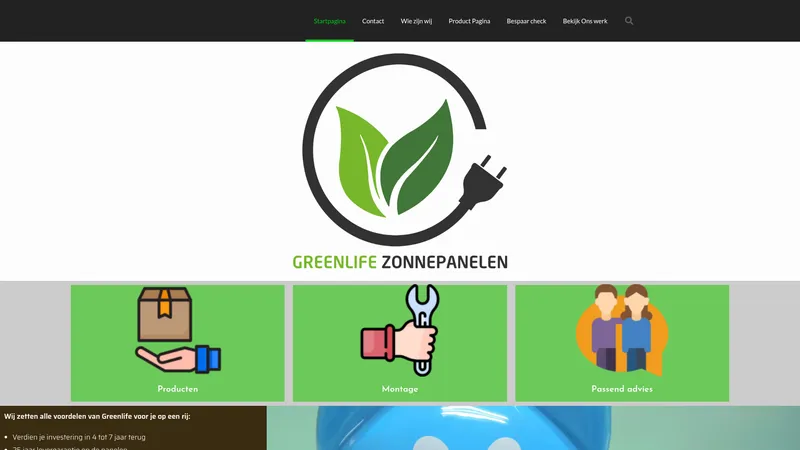 Website van GreenLife zonnepanelen B.V