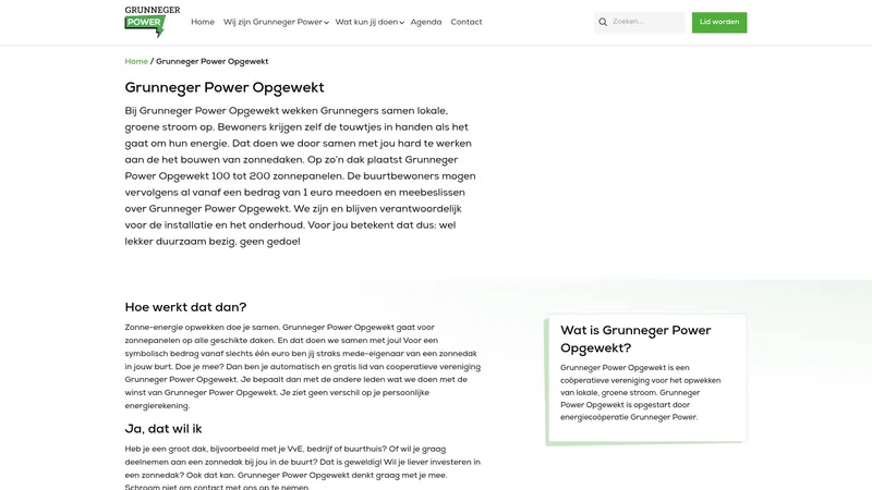 Website van Grunneger Power Opgewekt