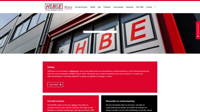 Website van HBE Bouw