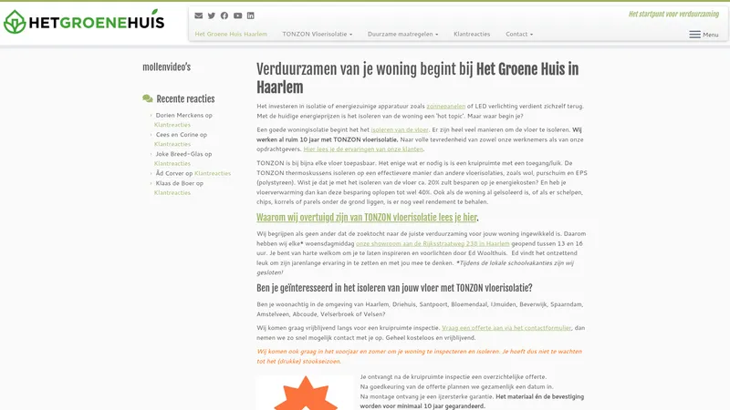 Website van Het Groene Huis