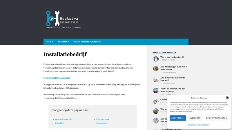 Website van Hoekstra Installaties