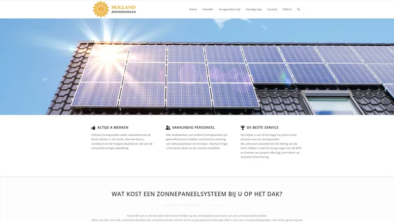 Website van Holland Zonnepanelen