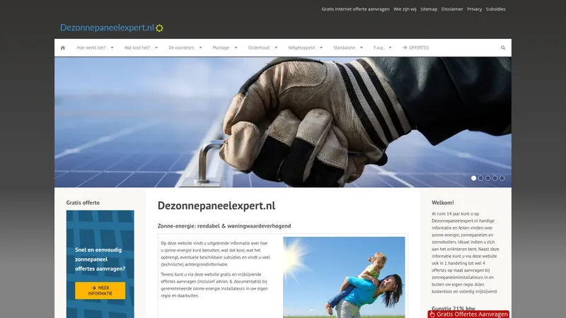 Website van https: www.dezonnepaneelexpert.nl