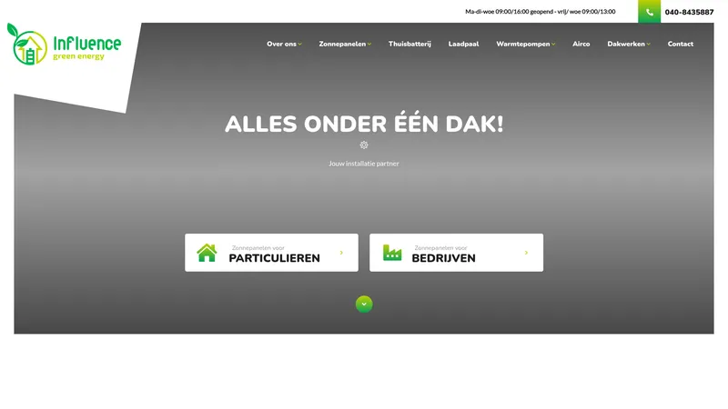 Website van Influence Green Energy