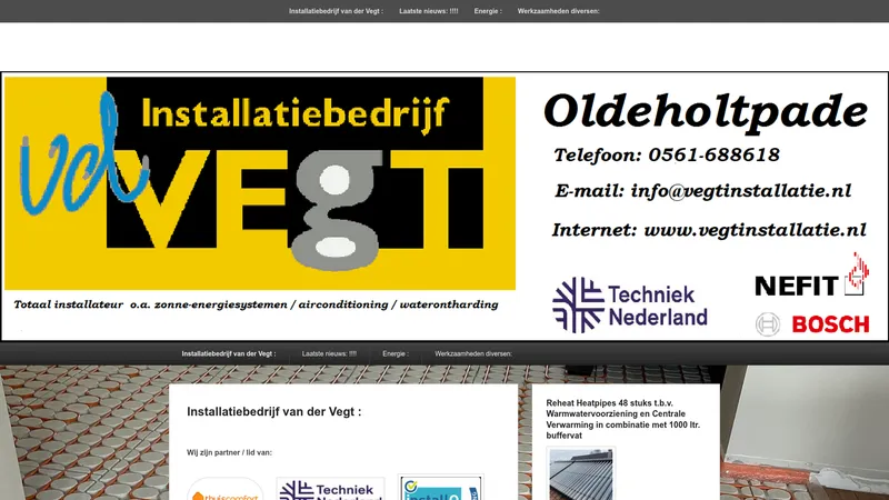 Website van Installatiebedrijf van der Vegt