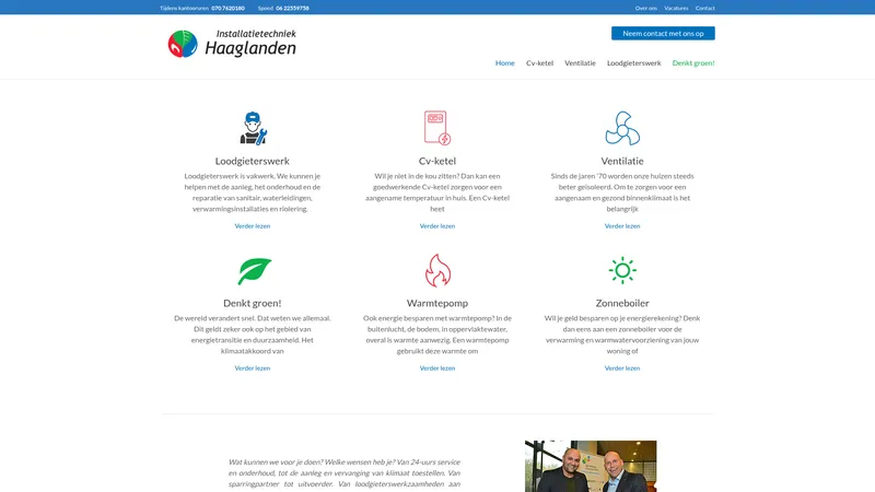 Website van Installatietechniek Haaglanden