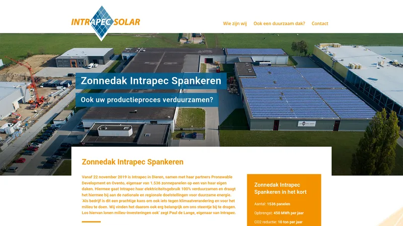 Website van Intrapec Solar B.V.