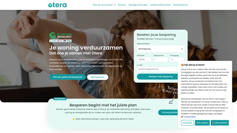 Website van Je huis verduurzamen doe je samen met Otera