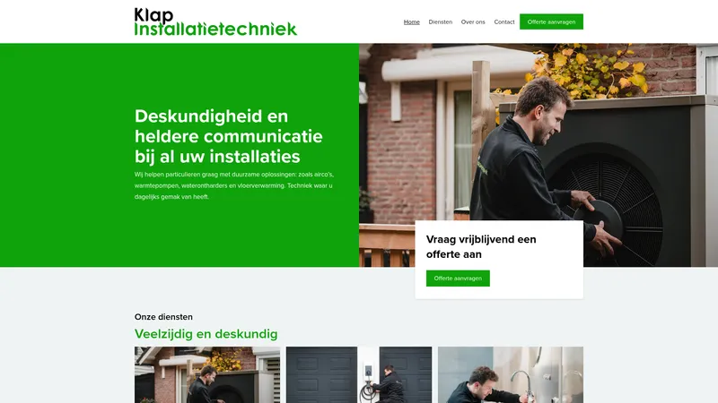 Website van Klap Installatietechniek