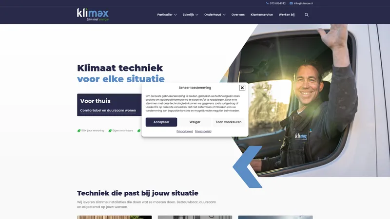 Website van Klimax Installatiebedrijven