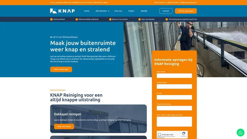 Website van KNAP Reiniging