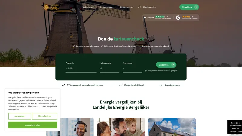 Website van Landelijkeenergievergelijker