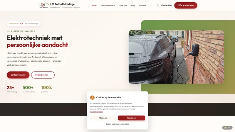 Website van LM Totaal Montage