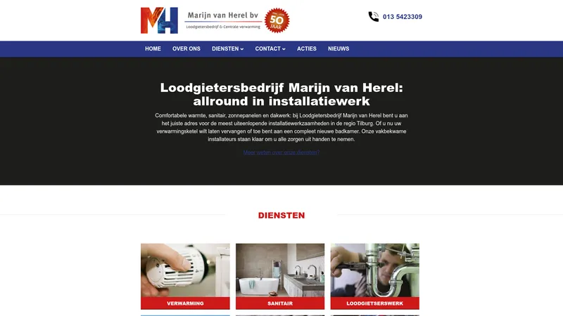 Website van Loodgietersbedrijf Marijn van Herel
