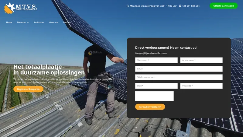 Website van M.T.V.S. Installatieservice