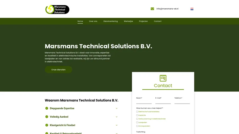 Website van Marsmans Technical Solutions B.V