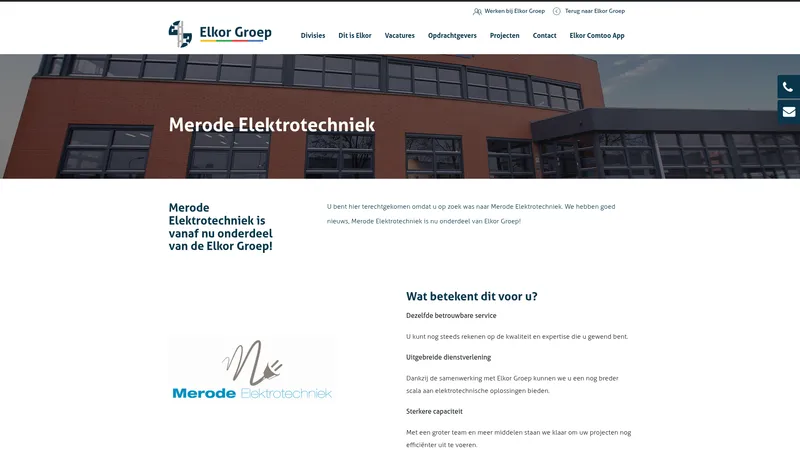 Website van Merode Elektrotechniek