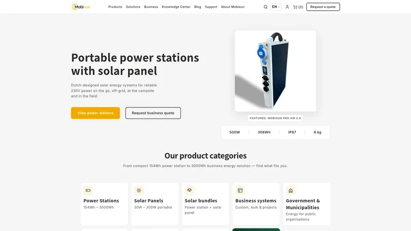 Website van Mobisun Deutschland